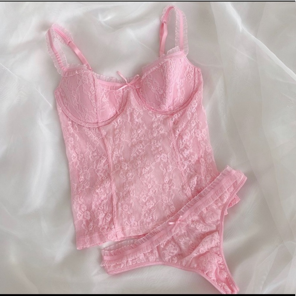 pink sydney carlson corset top & bottom set